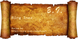 Birg Inez névjegykártya